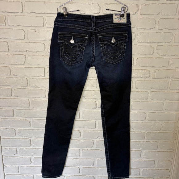 True Religion Dark Wash Skinny Jean Women's Size 29 Low Rise Excellent - Picture 4 of 6